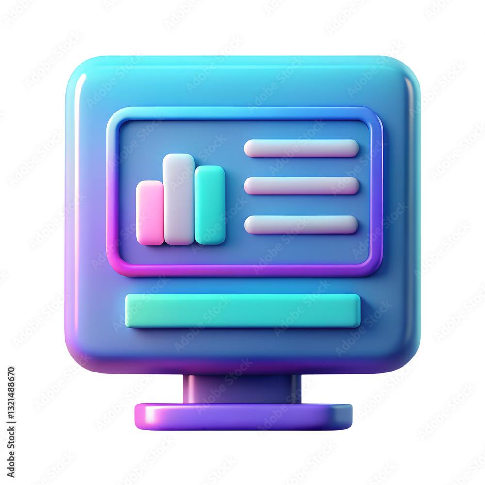 Aufkleber digital dashboard icon: a stylized, colorful icon of a computer monitor displaying charts and graphs