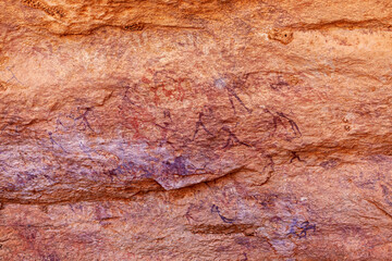 Rock paintings in the sahara desert of algeria