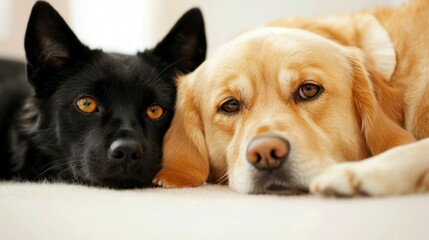 Fototapeta premium Two dogs resting close together