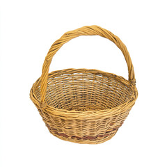 Obraz premium Wicker basket with handle isolated on white background