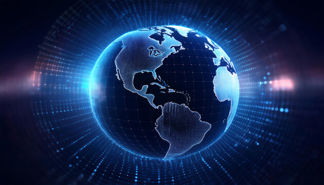 digital world map with binary code for security - Powered by Adobe
