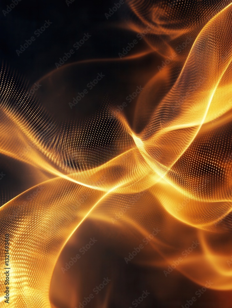 Aufkleber Dynamic abstract design with glowing golden waves representing the healing power of dental implants in a futuristic setting
