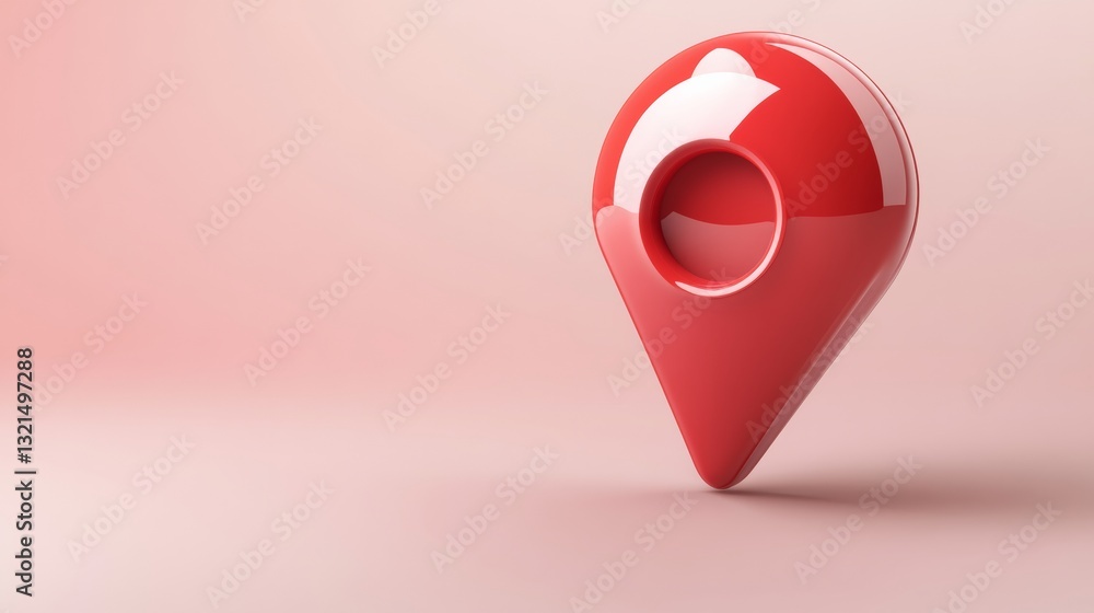 Poster 3d isolated red pin icon with smooth gradient background