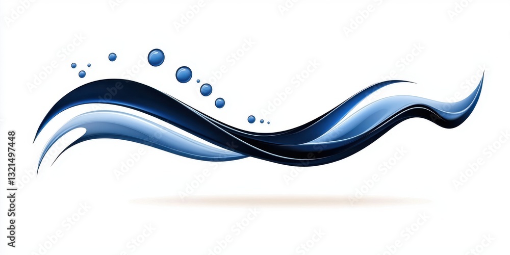 Poster a blue wave with white dots. the blue wave is the main focus of the image. the white dots are scatte