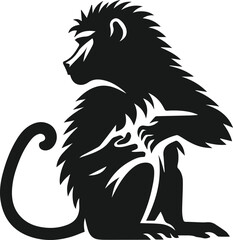 Baboon scratching its belly animal vector
