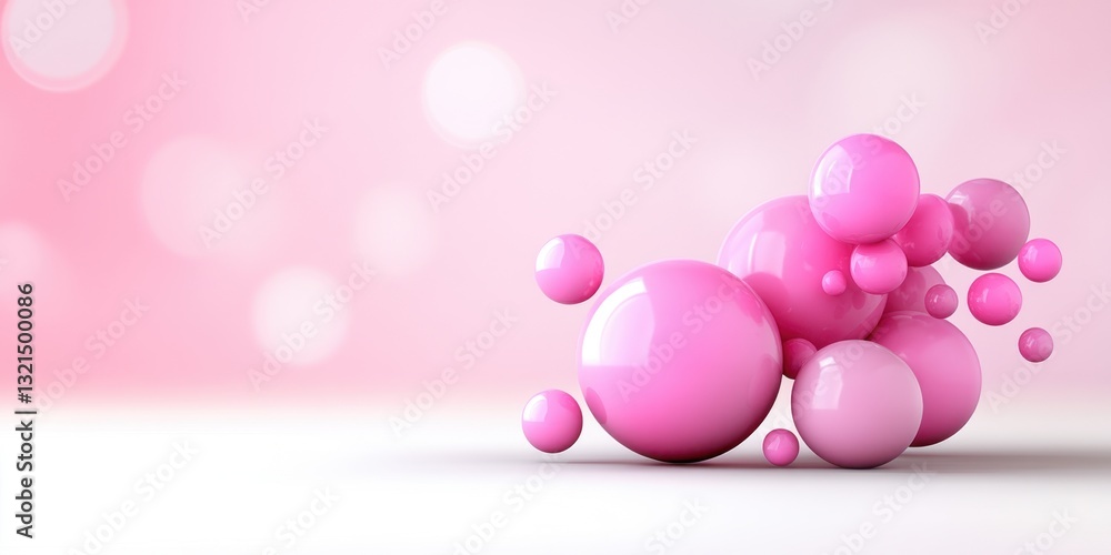 Poster abstract soft pink oil bubble pattern with gentle textures and a calming white background.