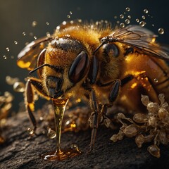 Delicious honey in a jar with a golden hue ideal for enhancing your favorite recipes