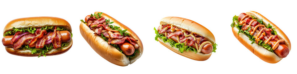 An array of mouthwatering hot dogs and sandwiches featuring a variety of meats vegetables and condiments