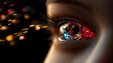 A close up image of a digital eye in detail