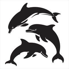 Obraz premium set vector dolphin silhouettes