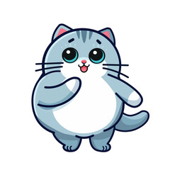 cat character gray chubby kawaii pet vector design