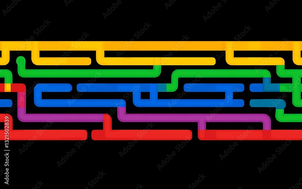 Poster vibrant interconnected lines forming a complex linear network art