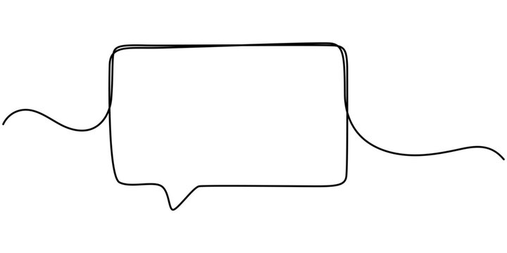 Continuous one single line drawing of speech bubble icon. Talk text box, feedback message box and comment vector, Speech Bubble Single Line Icon, One continuous line drawing of Speech bubble. 