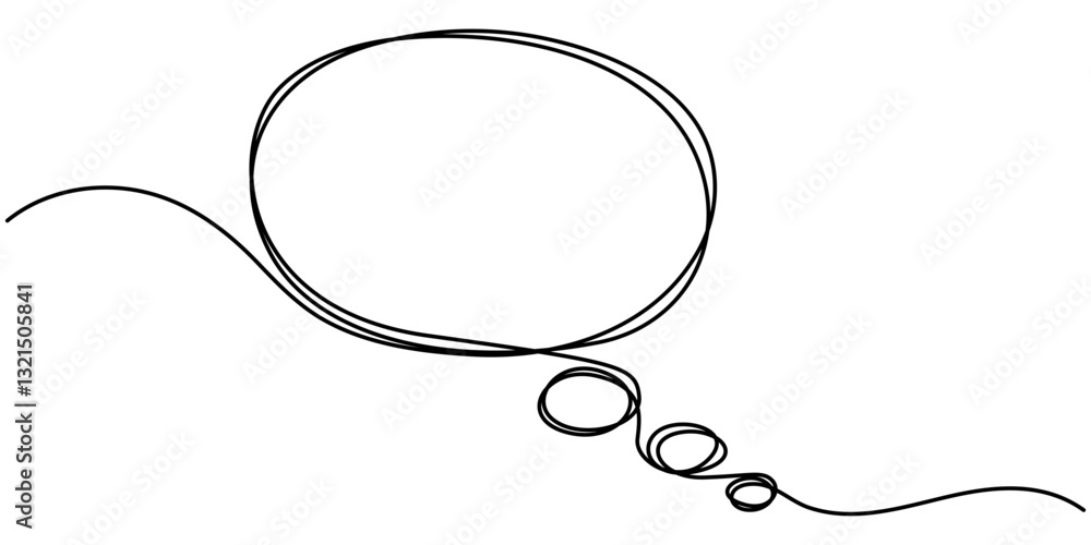 Poster continuous one single line drawing of speech bubble icon. talk text box, feedback message box and co