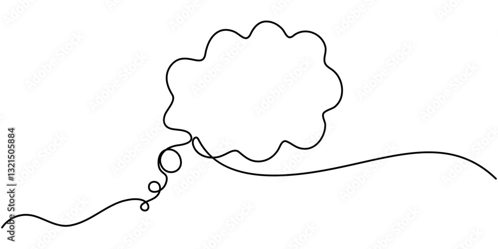 Poster continuous one single line drawing of speech bubble icon. talk text box, feedback message box and co