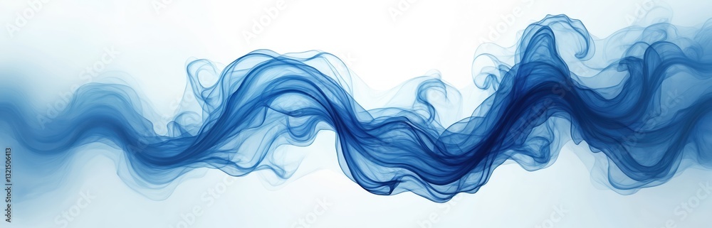 Poster flowing blue abstract smoke waves on transparent background. swirl pattern, smooth texture of dynami