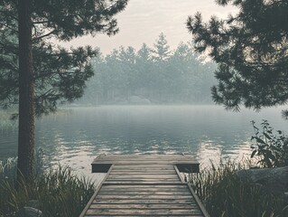 Naklejka premium Misty Lake Dock