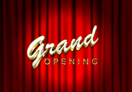 Grand Opening Announcement Image Template with Red Curtain and place for your lettering