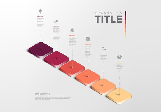 Colorful six Step by Step Infographic Design Template on light background