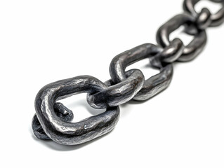 Obraz premium Close-up view of a heavy metal chain, showcasing its robust links and industrial design.
