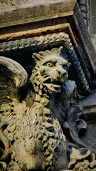 architectural details of old houses in the center of budapest