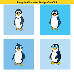 Cute cartoon penguins ice skating together in a winter wonderland setting, enjoying their playful activity