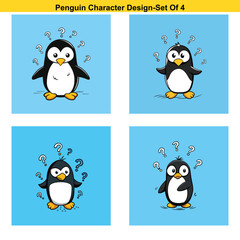 set of funny cartoon penguins