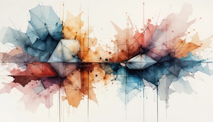 Abstract geometric in the watercolor style background with splashes. Abstract geometric in the watercolor style background with splashes