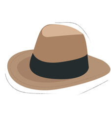 Brown fedora hat. 
Flat Style Fedora Hat