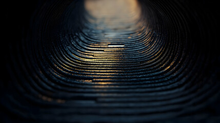 A textured cylindrical tunnel with reflected warm ambient lighting