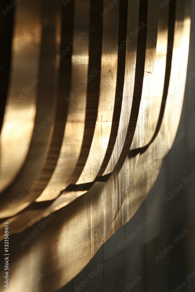 Poster a detailed view of a wooden bench in a domestic setting, suitable for use in home decor or design co