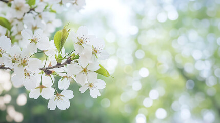 Obraz premium Beautiful white cherry blossoms in springtime