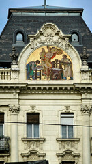Obraz premium architectural details of old houses in the center of budapest