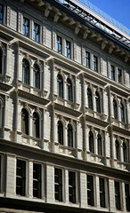 Naklejka premium architectural details of old houses in the center of budapest