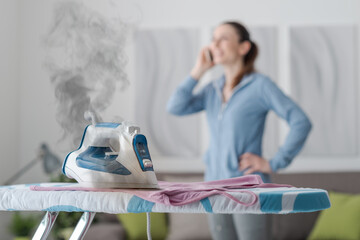 Careless housewife at home