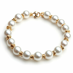 Elegant pearl bracelet adorned with gold accents, perfect for any formal or casual occasion.
