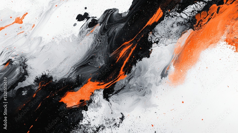 Aufkleber abstract art with dark charcoal and copper strokes on soft white canvas featuring dynamic textures a