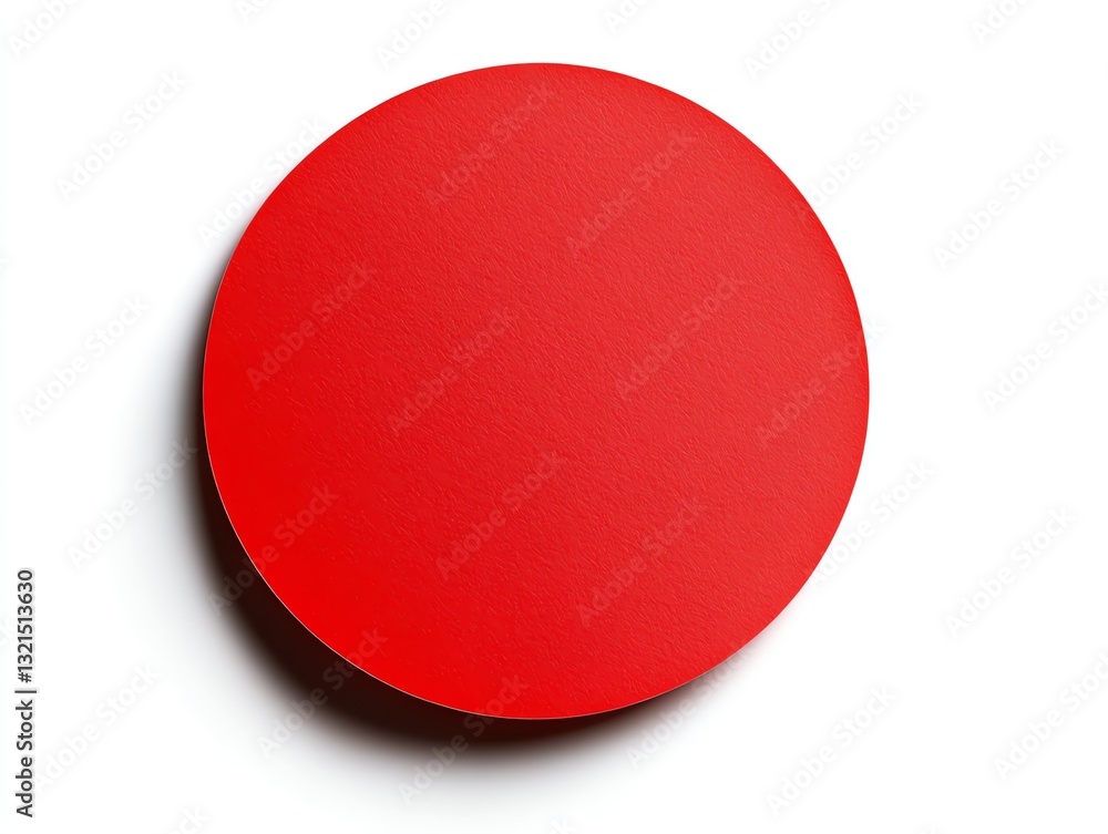 Poster red circle shape on white background with subtle shadow effect