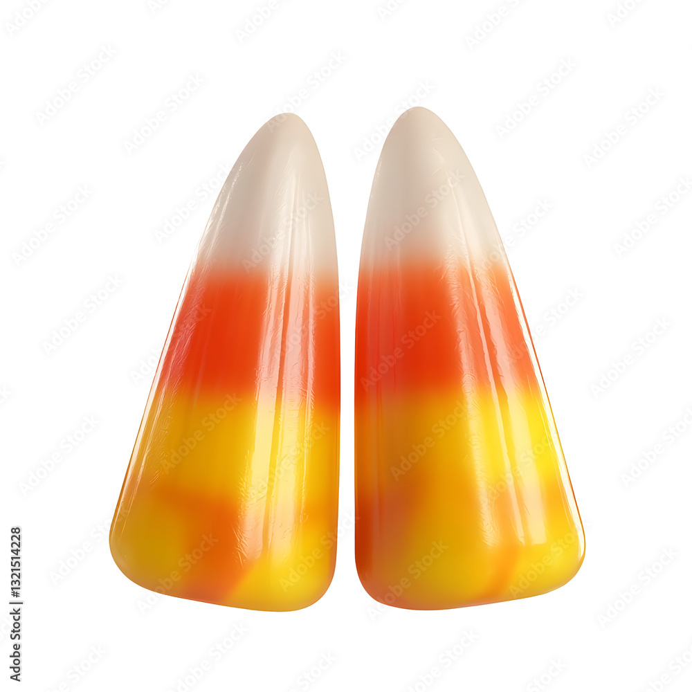 Poster vibrant 3d rendered halloween candy corn with a rich translucent effect fully isolated on a transpar