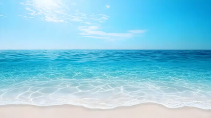 Obraz premium Idyllic Tropical Beach Scene With Sparkling Turquoise Water and White Sand Underneath a Clear Sunny Sky