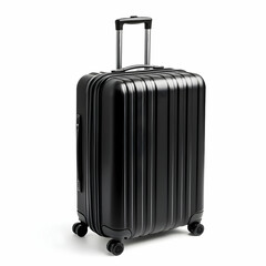 Stylish black suitcase with wheels, perfect for travelers who value comfort and convenience on their journeys.