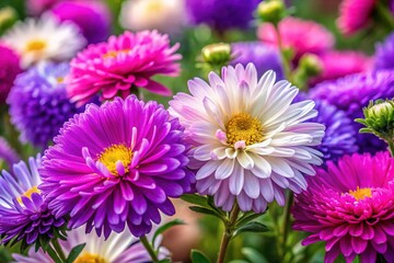 Obraz premium Beautiful Asters, Autumn Flowers, Nature Photography