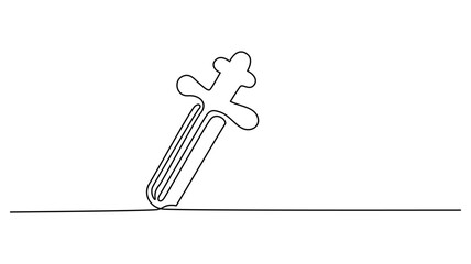 continuous One line drawing of a pipette