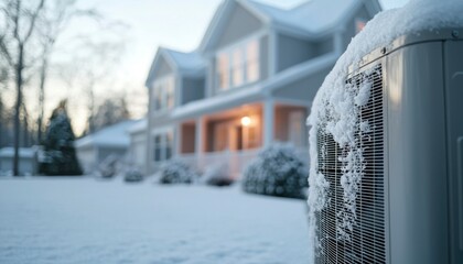 Snowy AC unit exterior