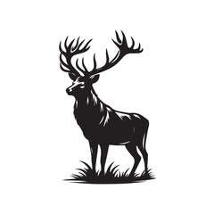 Elegant Black and White Silhouette of a Majestic Deer