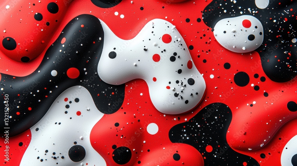 Aufkleber abstract soft shapes in bold red, black, and white colors with gradients and dynamic patterns