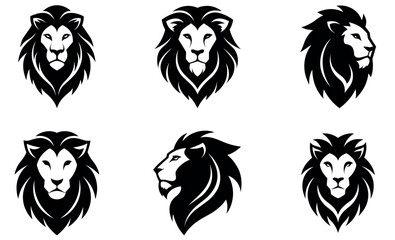 Collection of Powerful Lion Logos in Silhouette