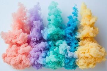 Fototapeta premium Colorful ink clouds on white background