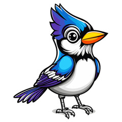 Fototapeta premium Blue Jay, full body, simple vector logo, white background