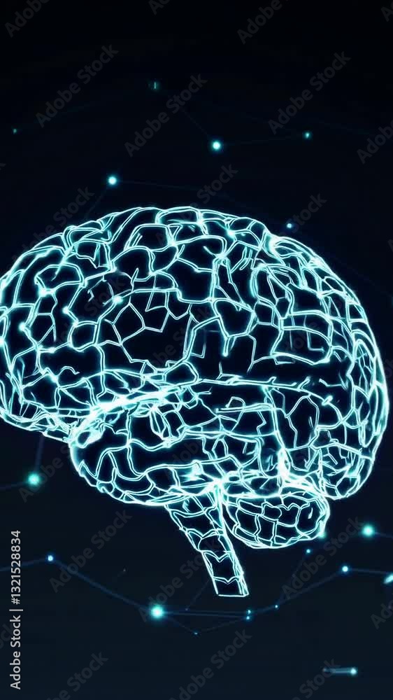 Aufkleber glowing neural network evolution with digital brain animation
